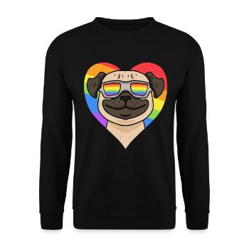 Mops coeur arc-en-ciel - Sweat-shirt Unisexe - noir - Devant - Alina (178cm) & Michal (187cm)