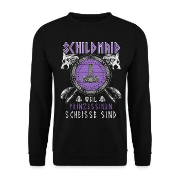 Schildmaid Prinzessinen Wikinger Schild Norse Wolf - Unisex Pullover - Schwarz - Vorne - Alina (178cm) & Michal (187cm)