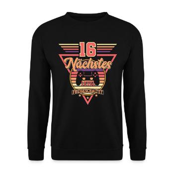 16. Geburtstag Level Freigeschaltet - Unisex Pullover - Schwarz - Vorne - Alina (178cm) & Michal (187cm)
