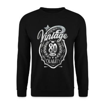 80e anniversaire Vintage - Sweat-shirt Unisexe - noir - Devant - Alina (178cm) & Michal (187cm)