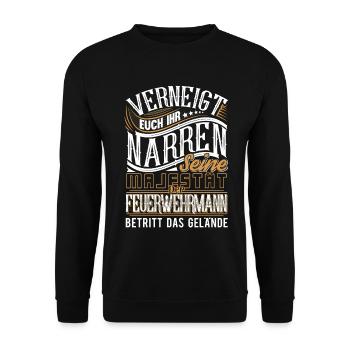 Feuerwehrmann Feuerwehr - Unisex Pullover - Schwarz - Vorne - Alina (178cm) & Michal (187cm)