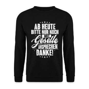Gesellenprüfung Geselle - Unisex Pullover - Schwarz - Vorne - Alina (178cm) & Michal (187cm)