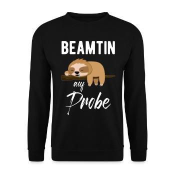 Beamtin Auf Probe Faultier Verbeamtung Geschenk - Unisex Pullover - Schwarz - Vorne - Alina (178cm) & Michal (187cm)
