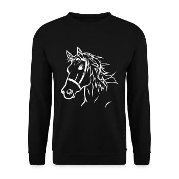 Tête de cheval illustration cheval - Sweat-shirt Unisexe - noir - Devant - Alina (178cm) & Michal (187cm)