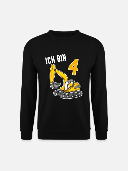 Bagger T-Shirt 4. Geburtstag 4 Jahre Jungen Shirt - Unisex Pullover - Schwarz