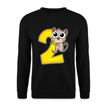 2 Jahre - Tarsier - Koboldmaki - 2. Geburtstag - Unisex Pullover - Schwarz - Vorne - Alina (178cm) & Michal (187cm)