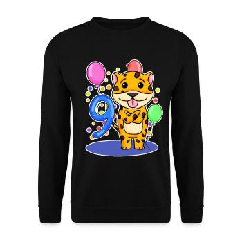 9 Jahre alt - Jaguar - 9. Geburtstag Geschenk - Unisex Pullover - Schwarz - Vorne - Alina (178cm) & Michal (187cm)