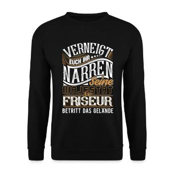 Friseur - Unisex Pullover - Schwarz - Vorne - Alina (178cm) & Michal (187cm)