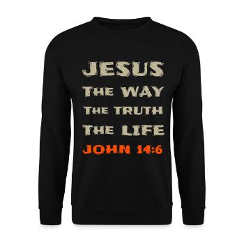 Jesus Way Truth Life John 14:6 - Unisex Sweatshirt - black - Front - Alina (178cm) & Michal (187cm)