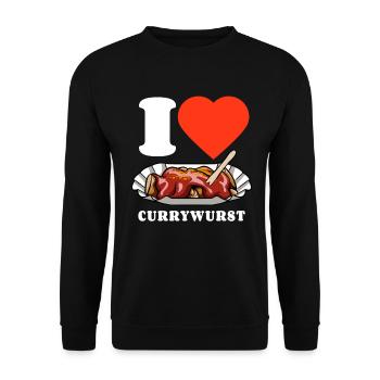 I Love Currywurst - Fast Food Fan - Wurst Kult - Unisex Pullover - Schwarz - Vorne - Alina (178cm) & Michal (187cm)