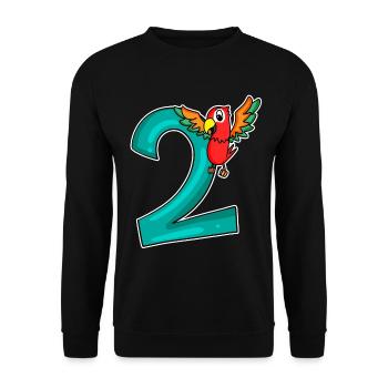 2nd birthday - 2 years old - parrot motif - Unisex Sweatshirt - black - Front - Alina (178cm) & Michal (187cm)