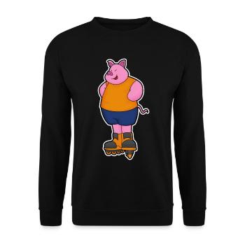 Schwein Inline skating Inline skates - Unisex Pullover - Schwarz - Vorne - Alina (178cm) & Michal (187cm)