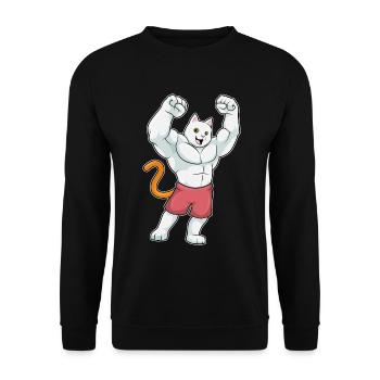 Cat Bodybuilder Bodybuilding Sport - Unisex Sweatshirt - black - Front - Alina (178cm) & Michal (187cm)