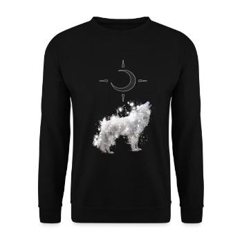 Wolf's Kunst mit Halbmond - Unisex Pullover - Schwarz - Vorne - Alina (178cm) & Michal (187cm)