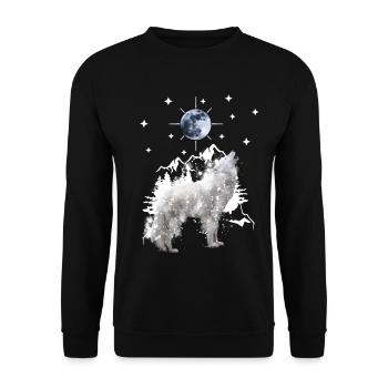 silhouette de loup hurlant avec la lune - Sweat-shirt Unisexe - noir - Devant - Alina (178cm) & Michal (187cm)