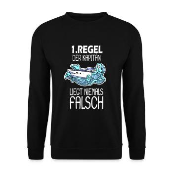 Kapitän 1 Regel - Unisex Pullover - Schwarz - Vorne - Alina (178cm) & Michal (187cm)