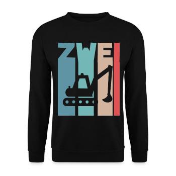 2. Geburtstag Kinder Bagger - Unisex Pullover - Schwarz - Vorne - Alina (178cm) & Michal (187cm)