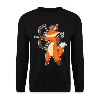 Fuchs Bogenschütze Pfeil Bogen - Unisex Pullover - Schwarz - Vorne - Alina (178cm) & Michal (187cm)