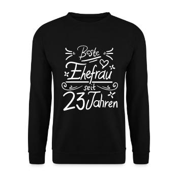 Seit 23 Jahren verheiratet - Hochzeit Jubiläum - Unisex Pullover - Schwarz - Vorne - Alina (178cm) & Michal (187cm)