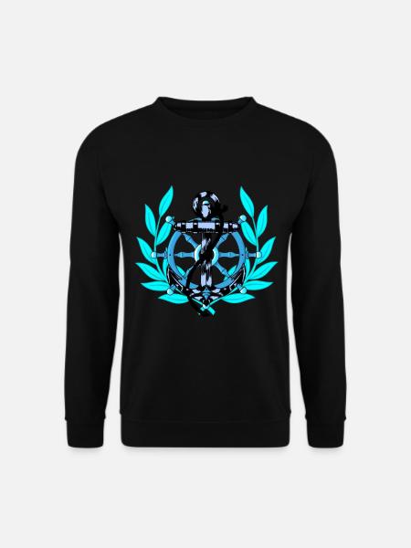 Steuerrad Anker maritim Seefahrer Ahoi Schiff - Unisex Pullover - Schwarz