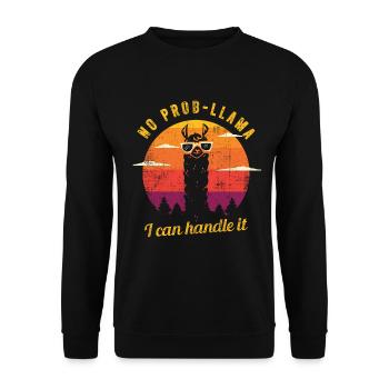 No Probllama Lama Sonnebrille Alpaka Geschenk - Unisex Pullover - Schwarz - Vorne - Alina (178cm) & Michal (187cm)