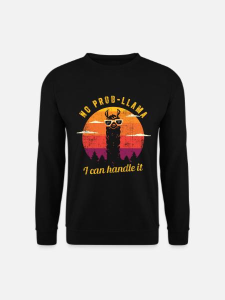 No Probllama Lama Sonnebrille Alpaka Geschenk - Unisex Pullover - Schwarz