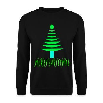 Neon Pine Christmas Tree - Unisex Sweatshirt - black - Front - Alina (178cm) & Michal (187cm)