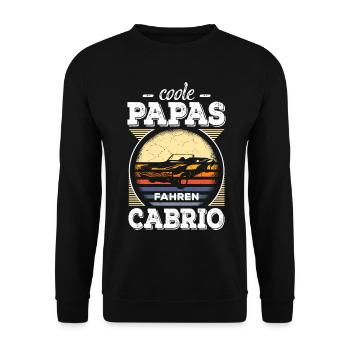 Coole Papas Fahren Cabrio Retro Auto Oldtimer Papa - Unisex Pullover - Schwarz - Vorne - Alina (178cm) & Michal (187cm)