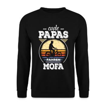 Coole Papas Mofa Retro Moped 2 Takt Motor Geschenk - Unisex Pullover - Schwarz - Vorne - Alina (178cm) & Michal (187cm)