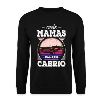 Coole Mamas Fahren Cabrio Retro Auto Oldtimer - Unisex Pullover - Schwarz - Vorne - Alina (178cm) & Michal (187cm)