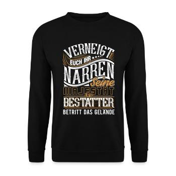 Bestatter - Unisex Pullover - Schwarz - Vorne - Alina (178cm) & Michal (187cm)