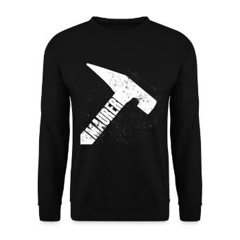 Grunge Hammer Muster Zerklüftet - Unisex Pullover - Schwarz - Vorne - Alina (178cm) & Michal (187cm)