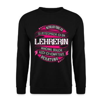 Lehrerin - Unisex Pullover - Schwarz - Vorne - Alina (178cm) & Michal (187cm)