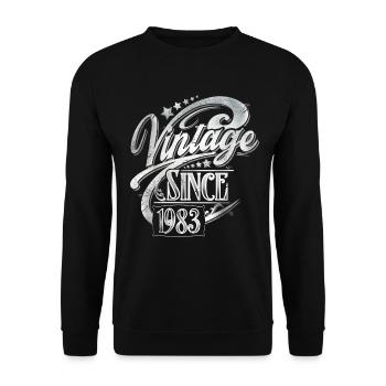 1983 Millésime anniversaire année de construction Vintage - Sweat-shirt Unisexe - noir - Devant - Alina (178cm) & Michal (187cm)