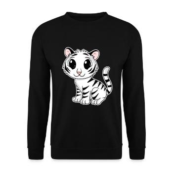 Weißer Tiger - Unisex Pullover - Schwarz - Vorne - Alina (178cm) & Michal (187cm)