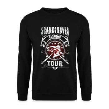 Skandinavien Angeln Scandinavia Fishing Tour - Unisex Pullover - Schwarz - Vorne - Alina (178cm) & Michal (187cm)
