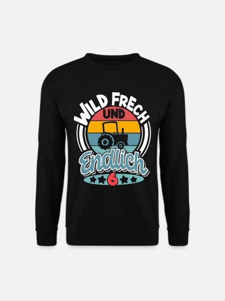 Traktor 6. Geburtstag Kinder - Unisex Pullover - Schwarz