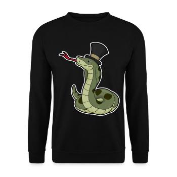 Schlange Gentleman Zylinder - Unisex Pullover - Schwarz - Vorne - Alina (178cm) & Michal (187cm)