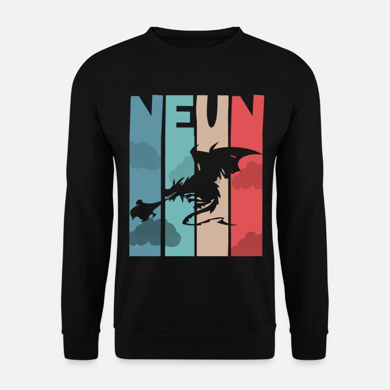 Drache 9. Geburtstag Kinder Drachen - Unisex Pullover - Schwarz