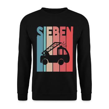 Feuerwehr 7 Jahre Kinder - Unisex Pullover - Schwarz - Vorne - Alina (178cm) & Michal (187cm)