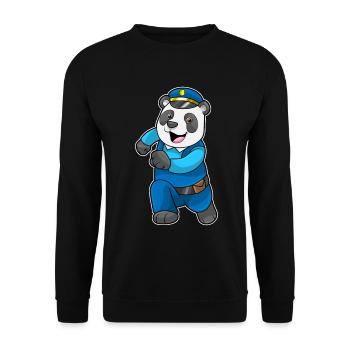 Panda Polizist Polizeimütze Polizei - Unisex Pullover - Schwarz - Vorne - Alina (178cm) & Michal (187cm)