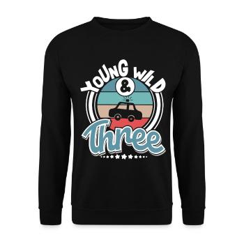 Polizeiauto 3 Jahre Kinder Polizei - Unisex Pullover - Schwarz - Vorne - Alina (178cm) & Michal (187cm)