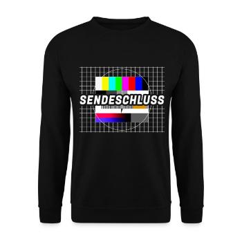 Testbild Sendeschluss 80er 90er Jahre Party Kostüm - Unisex Pullover - Schwarz - Vorne - Alina (178cm) & Michal (187cm)
