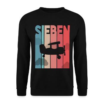 Flugzeug Kinder 7 Jahre - Unisex Pullover - Schwarz - Vorne - Alina (178cm) & Michal (187cm)