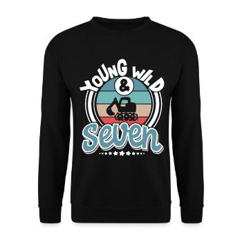 Pelles 7 ans d’anniversaire d’enfant - Sweat-shirt Unisexe - noir - Devant - Alina (178cm) & Michal (187cm)