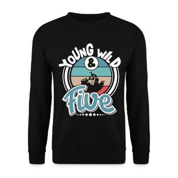 5e anniversaire pirate pirate pirate - Sweat-shirt Unisexe - noir - Devant - Alina (178cm) & Michal (187cm)