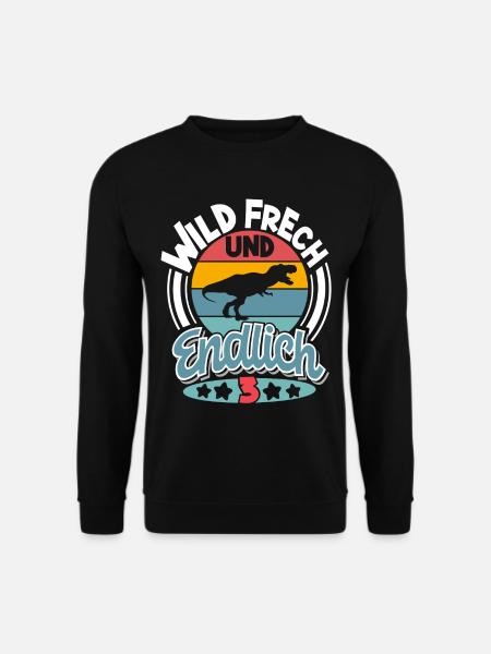 3 Jahre Kindergeburtstag Dino Dinosaurier - Unisex Pullover - Schwarz