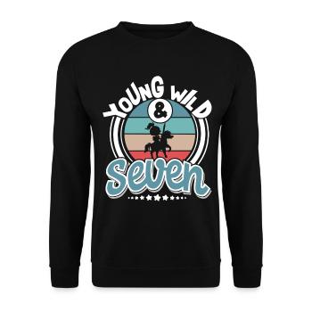 7 years Ritter Children's Birthday Party - Unisex Sweatshirt - black - Front - Alina (178cm) & Michal (187cm)