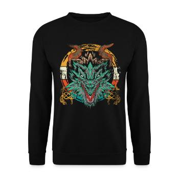 Drache, Drachen, asiatischer Drache - Unisex Pullover - Schwarz - Vorne - Alina (178cm) & Michal (187cm)