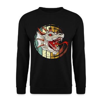 Drache, Drachen, asiatischer Drache - Unisex Pullover - Schwarz - Vorne - Alina (178cm) & Michal (187cm)